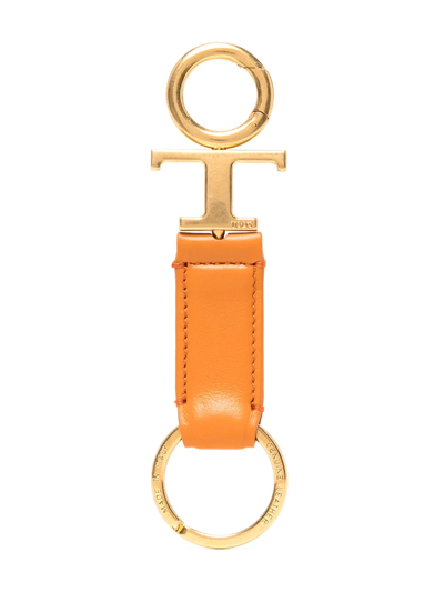 Tod's T-logo Charm Keychain In Orange