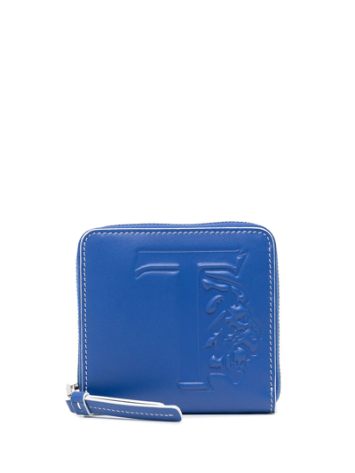 Tod's Logo-embossed Leather Purse In Blue