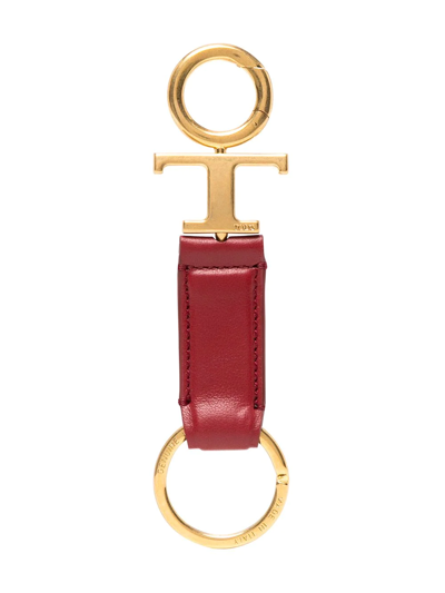 Tod's T-logo Charm Keyring In Red