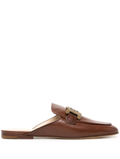 Tod's Brown Leather Chain-detail Mules