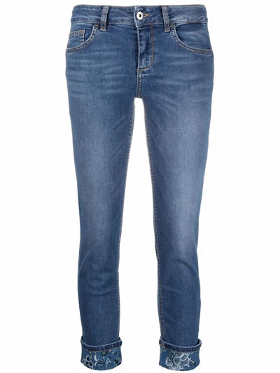 Liu •jo Logo-patch Mid-rise Skinny Jeans In Blau