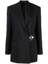 Givenchy Oversized Wool Blazer W/ Metal Lock Closure In Black