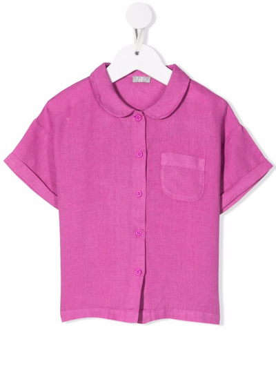 Il Gufo Kids' Short-sleeved Linen Shirt In Fucsia