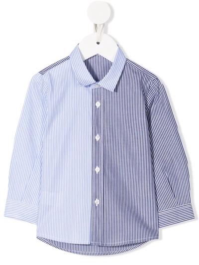 Il Gufo Babies' Contrast Stripe Panel Shirt In Blue
