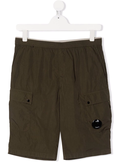 C.p. Company Kids' Bermuda Cargo Shorts In Green
