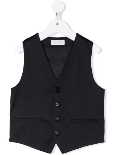 Paolo Pecora Kids' V-neck Single-breasted Waistcoat In Blu