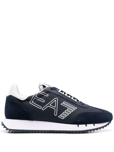 Ea7 Logo-print Lace-up Trainers In Blue