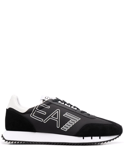 Ea7 Logo-print Lace-up Sneakers In Black