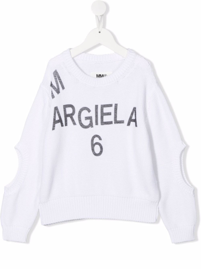 Maison Margiela Kids' Logo-print Sweatshirt In White