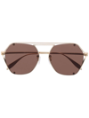 Alexander Mcqueen Geometric-frame Sunglasses In Gold