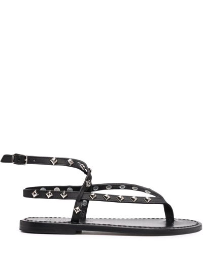 Kjacques Black Leather Sandals With Studs
