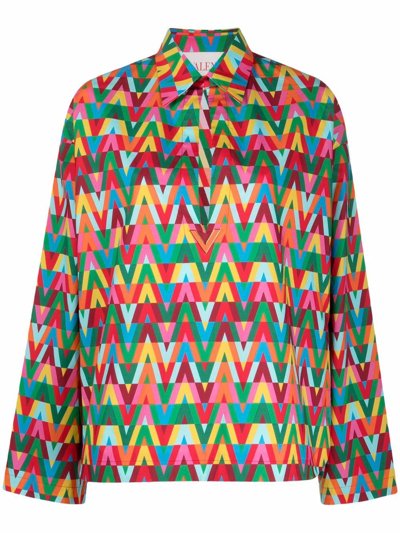 Valentino V Optical Multicolor Shirt In Multicolore