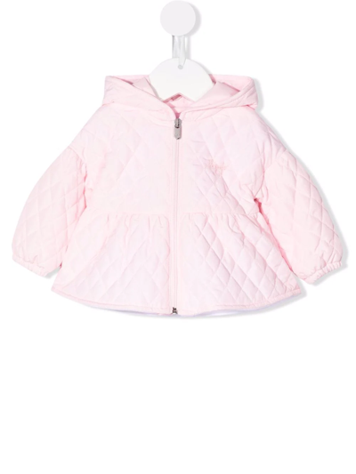 Il Gufo Babies' Quilted Zip-up Hooded Jacket In Rosa