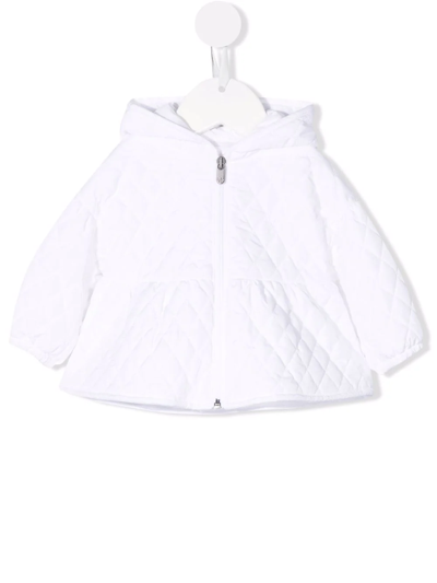 Il Gufo Babies' Quilted Zip-up Hooded Jacket In White