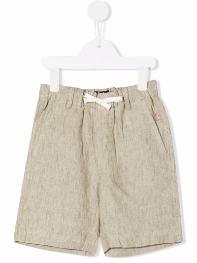 Il Gufo Kids' Slub-textured Linen Shorts In Green