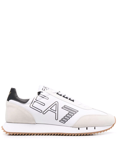 Ea7 Logo-print Lace-up Sneakers In White