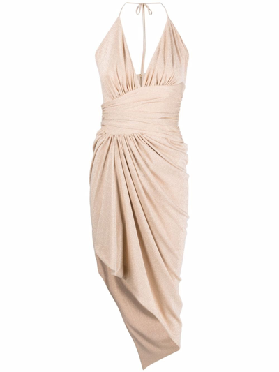 Alexandre Vauthier Drape-detail Mid-length Dress In Beige