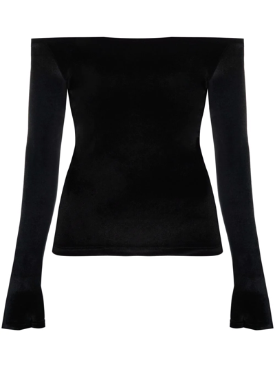 Atu Body Couture Off-shoulder Long-sleeve Top In Black