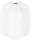 Isabel Marant Band-collar Long-sleeve Blouse In White
