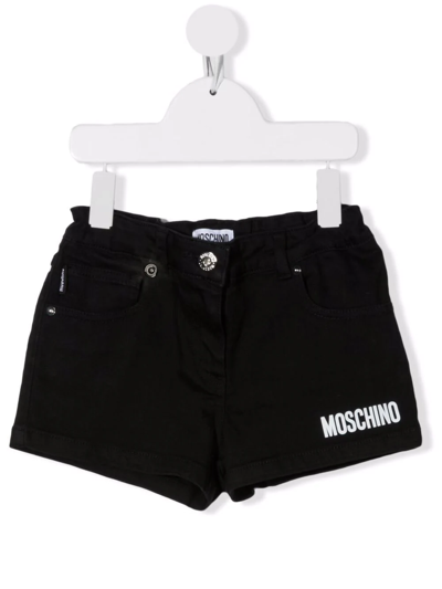 Moschino Kids' Logo-print Denim Shorts In Black