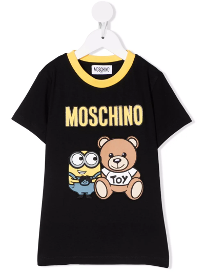 Moschino Kids' Teddy Bear X Minion Graphic T-shirt In Black