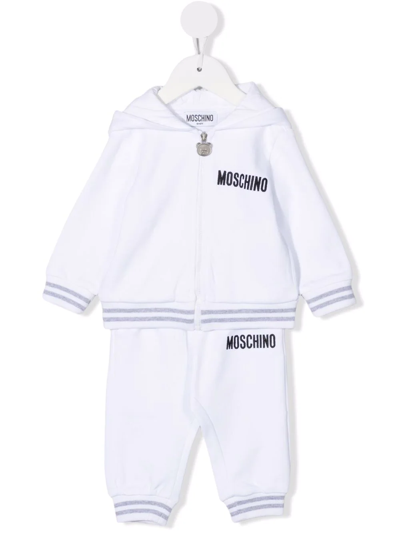 Moschino Babies' Teddy Bear Hooded Tracksuit Set In White