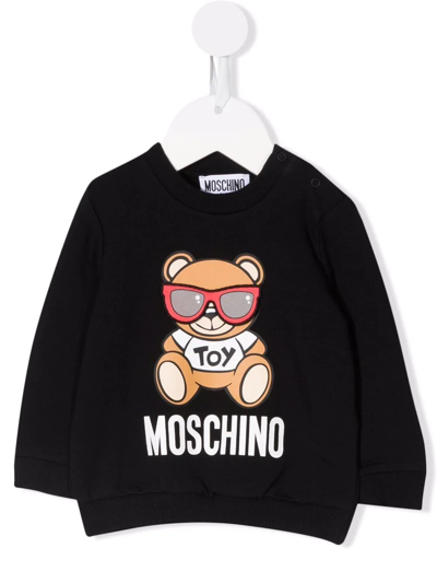 Moschino Babies' Teddy Bear Print Sweatshirt In Black