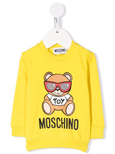 Moschino Babies' Teddy Bear Print Sweatshirt In Yellow