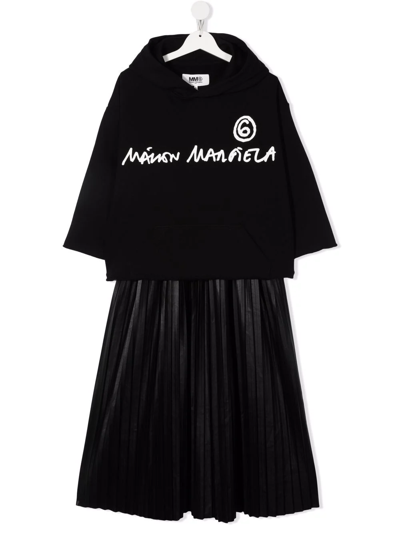 Mm6 Maison Margiela Kids' 2-in-1 Logo Print Sweatshirt & Dress In Black