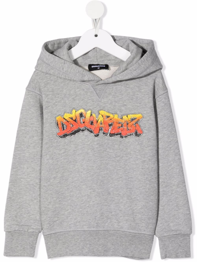 Dsquared2 Teen Logo-print Hoodie In Grey