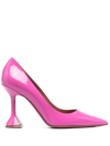 Amina Muaddi 95mm Ami Patent Leather Pumps In Pink