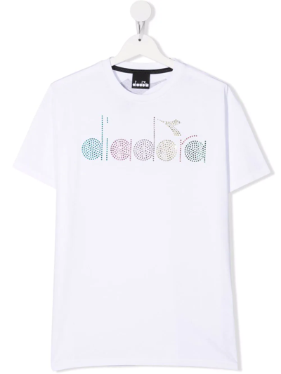 Diadora Junior Teen Rhinestone Cotton T-shirt In White