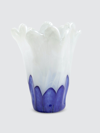 Vietri Onda Glass Medium Vase In Cobalt And White
