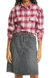 Isabel Marant Étoile Reosi Check Wool Blend Button-up Shirt In Pink
