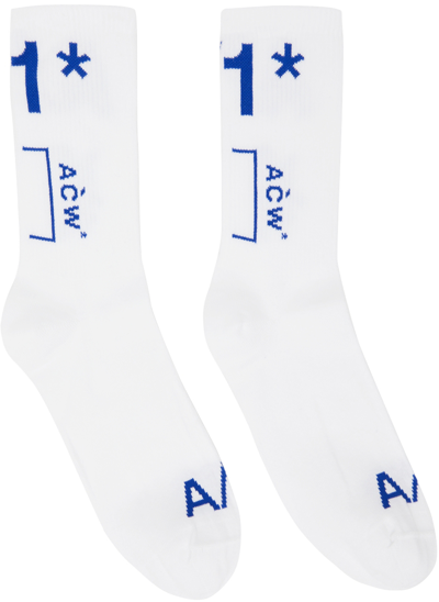 A-cold-wall* Logo Jacquard Cotton Blend Socks In White