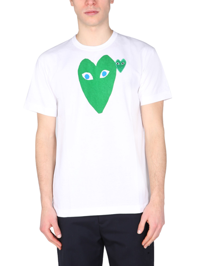 Comme Des Garçons Play T-shirt With Logo Print And Logo Patch In White