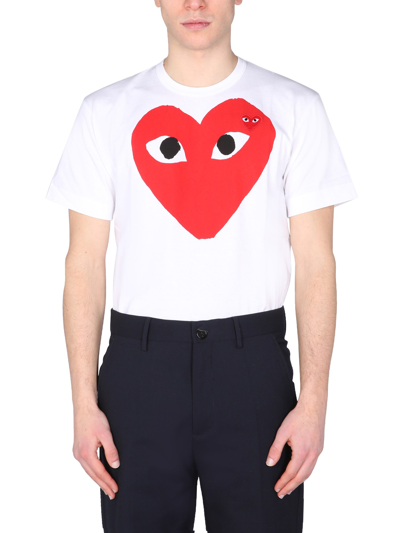 Comme Des Garçons Play T-shirt With Logo Patch In White