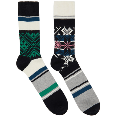 Sacai Pattern Mid-calf Socks In 黑色