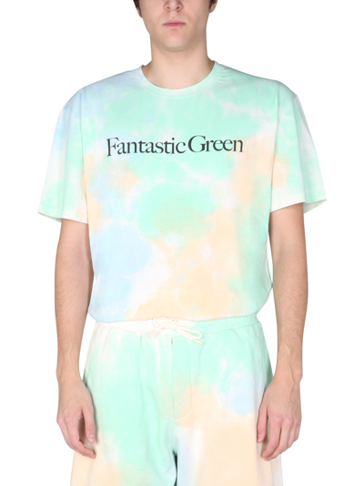 Msgm Men's Short Sleeve T-shirt Crew Neckline Jumper  Fantastic Green In Multicolour
