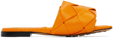 Bottega Veneta Womens Leather Woven Slide Sandals In Orange