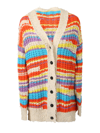 Msgm Striped Chunky Knit Cardigan In Multi