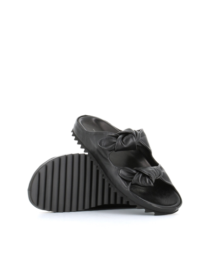Officine Creative Pelagie Knotted Leather Slides In Black