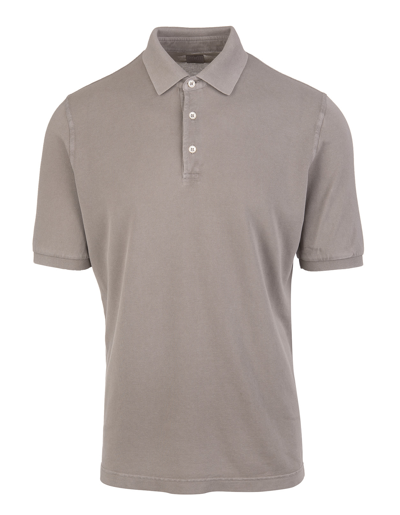 Fedeli Man Sand Polo Shirt In Organic Cotton In Grey