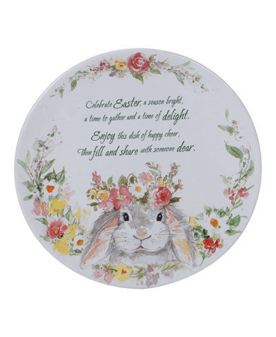 Certified International Sweet Bunny Round Pass Along Plate In White,gray,pink,green,yellow
