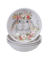 Certified International Sweet Bunny 4-pc. Soup Bowl In White/gray/pink/green/yellow