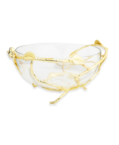 Classic Touch 12.5" Bowl On Leaf Stand In Clear