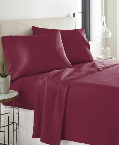 Pointehaven Heavy Weight Cotton Flannel Queen Sheet Set Bedding In Merlot