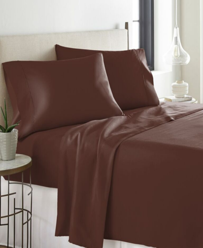 Pointehaven Heavy Weight Cotton Flannel Twin Sheet Set Bedding In Chocolate