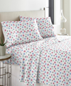 POINTEHAVEN BRIGHT SNOWFLAKE HEAVY WEIGHT COTTON FLANNEL SHEET SET, FULL