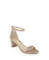 Jewel Badgley Mischka Women's Catalina Block Heel Evening Sandals In Rose Gold-tone Glitter